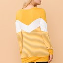 Small MUSTARD SOLID AND STRIPE COLOR BLOCK TUNIC TOP