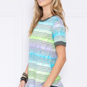 Medium BLUE BASIC COLORED STRIPES T-SHIRT