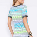 XL BLUE BASIC COLORED STRIPES T-SHIRT