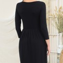 Large BLACK SOLID 3/4 SLEEVE DRESS WITH POCKETS