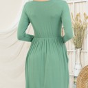 XL SAGE SOLID 3/4 SLEEVE DRESS WITH POCKETS