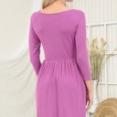 Medium ORCHID SOLID 3/4 SLEEVE DRESS WITH POCKETS