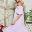 Large LILAC OFF-SHOULDER SHORT SLEEVE SUMMER DRESS