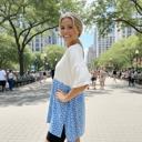 S-M BLUE WAVE RIB TUNIC WITH DITSY PRINT CONTRAST