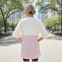 XL PINK WAVE RIB TUNIC WITH DITSY PRINT CONTRAST