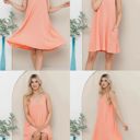 Large SALMON WAVE RIB STRAP MINI DRESS WITH SIDE POCKETS