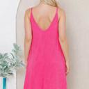 Small FUCHSIA WAVE RIB STRAP MINI DRESS WITH SIDE POCKETS