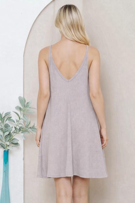 WAVE RIB STRAP MINI DRESS WITH SIDE POCKETS