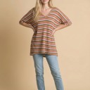 XL MULTI OVERSIZE V-NECK SHORT SLEEVE TUNIC WITH SIDE SLIT