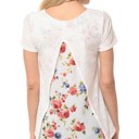 Small WHITE SOLID TUNIC TOP WITH FLORAL BACK CONTRAST