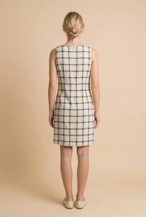 SLEEVELESS SHIFT DRESS WITH PLAID PATTERN