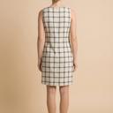 Large WHITE SLEEVELESS SHIFT DRESS WITH PLAID PATTERN