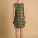 Large OLIVE SLEEVELESS SHIFT DRESS WITH PLAID PATTERN