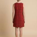 Small RED SLEEVELESS SHIFT DRESS WITH PLAID PATTERN