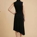 Large BLACK SOLID HIGH NECK SLEEVELESS ASYMMETRICAL BOTTOM DRESS