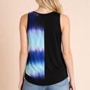 Large BLUE COLOR BLOCK V-NECK SLEEVELESS TOP WITH POCKET
