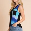 XL BLUE COLOR BLOCK V-NECK SLEEVELESS TOP WITH POCKET
