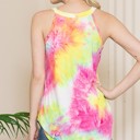Large PINK TIE-DYE HALTER TANK TOP