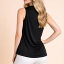 Large BLACK SATIN OVERLAP CHEST SLEEVELESS TOP