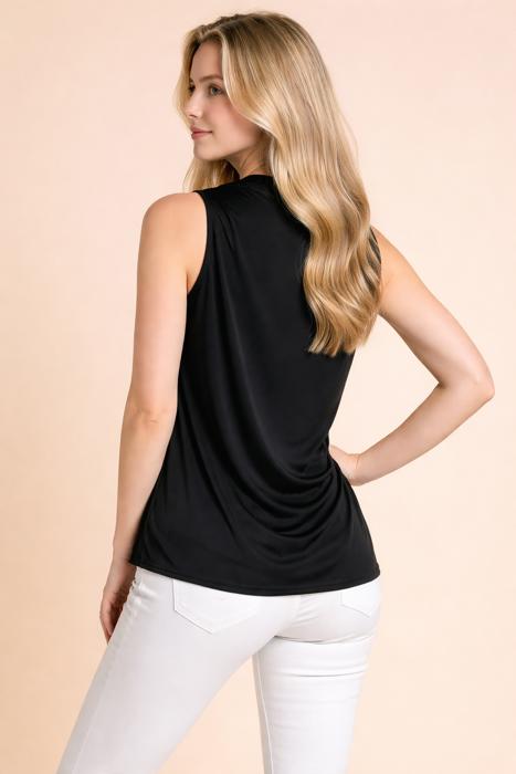 SATIN OVERLAP CHEST SLEEVELESS TOP