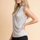 Medium SILVER SATIN OVERLAP CHEST SLEEVELESS TOP