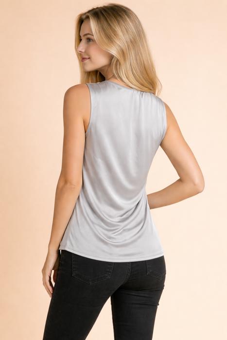 SATIN OVERLAP CHEST SLEEVELESS TOP