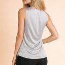 Large SILVER SATIN OVERLAP CHEST SLEEVELESS TOP