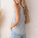 Large HEATHER GREY SLEEVELESS TANK TOP WITH RUCHED CHEST AND TUNIC LENGTH