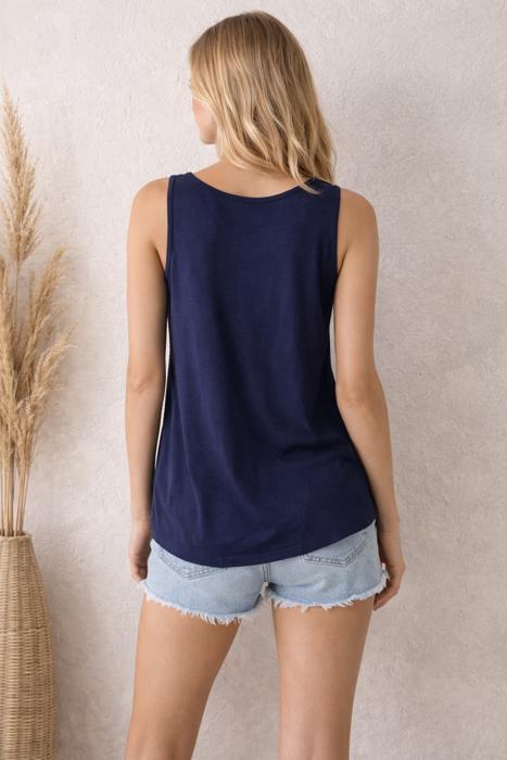 SLEEVELESS TANK TOP WITH RUCHED CHEST AND TUNIC LENGTH