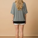 S-M LIGHT GREY OVERSIZED TWO TONE WAVE RIB SHORT SLEEVE TUNIC