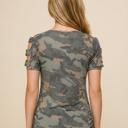 XL CAMO ARMY V-NECK TOP WITH CUTOUT SLEEVE
