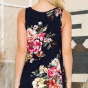 XL NAVY FLORAL TANK TOP WITH SIDE KNOT