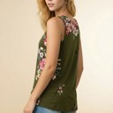 Small OLIVE FLORAL TANK TOP WITH SIDE KNOT