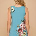 XL TURQUOISE FLORAL TANK TOP WITH SIDE KNOT
