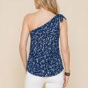 Medium NAVY PRINT ONE SHOULDER KNOT SIDE TOP