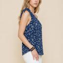 XL NAVY PRINT ONE SHOULDER KNOT SIDE TOP