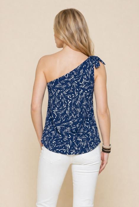 PRINT ONE SHOULDER KNOT SIDE TOP