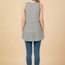 Small WHITE/BLACK STRIPE SLEEVELESS RUFFLE TUNIC DRESS