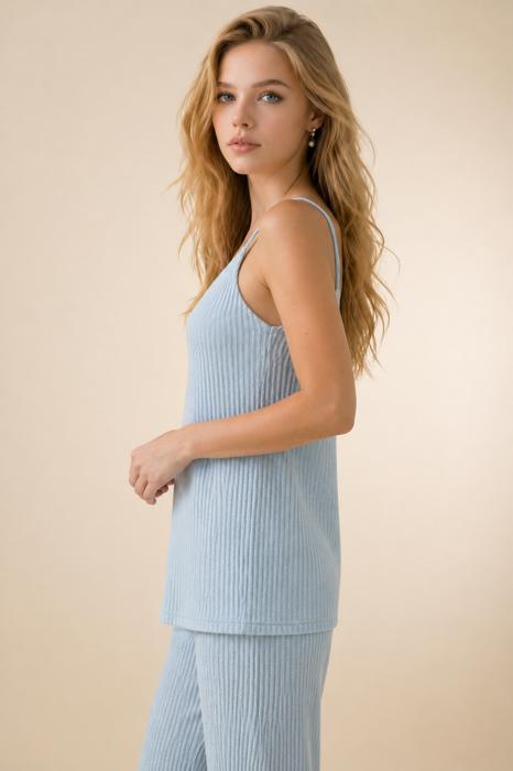 WAFFLE V-NECK STRAP TANK TOP