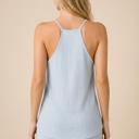 XL BLUE WAFFLE V-NECK STRAP TANK TOP