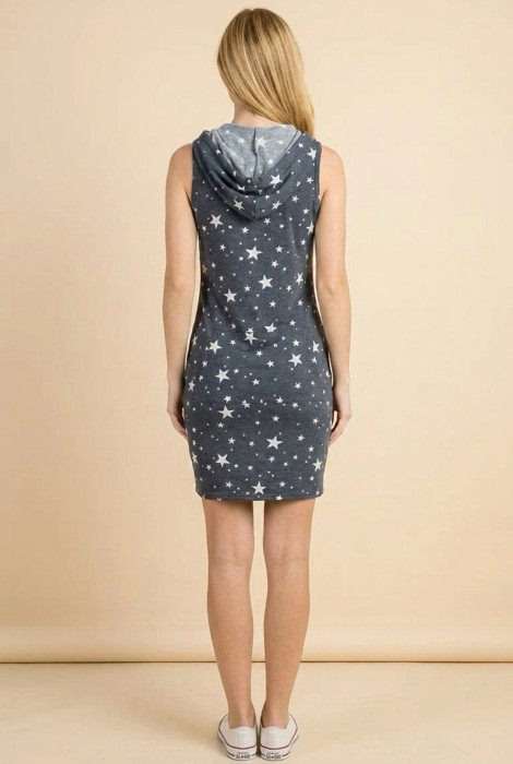 STAR HOODIE SLEEVELESS DRESS