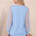 Small BLUE SOLID TOP WITH POLKA DOT LONG SLEEVES