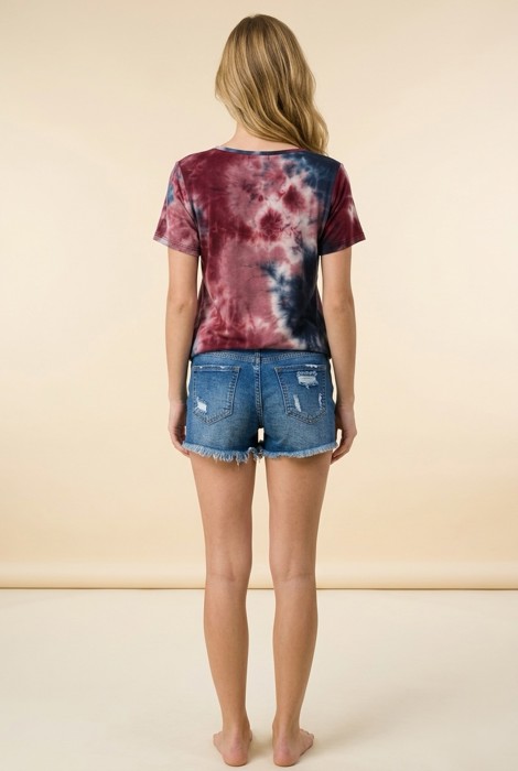 CHEST CRISS CROSS TIE DYE TOP