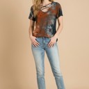 XL RUST CHEST CRISS CROSS TIE DYE TOP