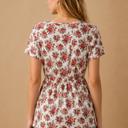 XL IVORY FLORAL SHORT SLEEVE PEPLUM TUNIC TOP