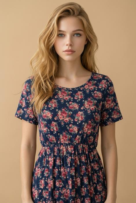 FLORAL SHORT SLEEVE PEPLUM TUNIC TOP