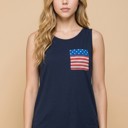 Medium NAVY SOLID TANK TOP WITH FLAG DETAIL