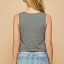 Small OLIVE SOLID TANK TOP WITH FLAG DETAIL