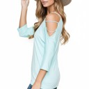 Small MINT SOLID STRAP OPEN SHOULDER AND SLEEVES TUNIC TOP