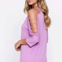 Medium ORCHID SOLID STRAP OPEN SHOULDER AND SLEEVES TUNIC TOP